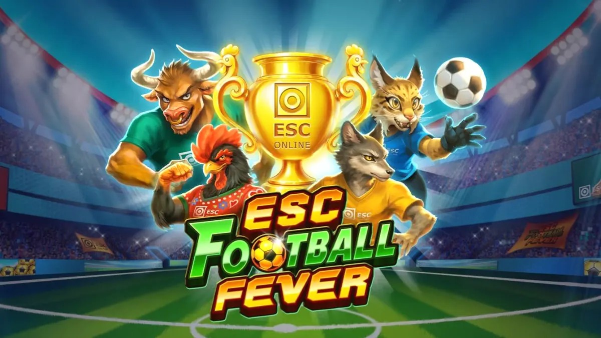 ESC Football Fever স্লট গেমের স্টেডিয়াম থিমযুক্ত ইন্টারফেস